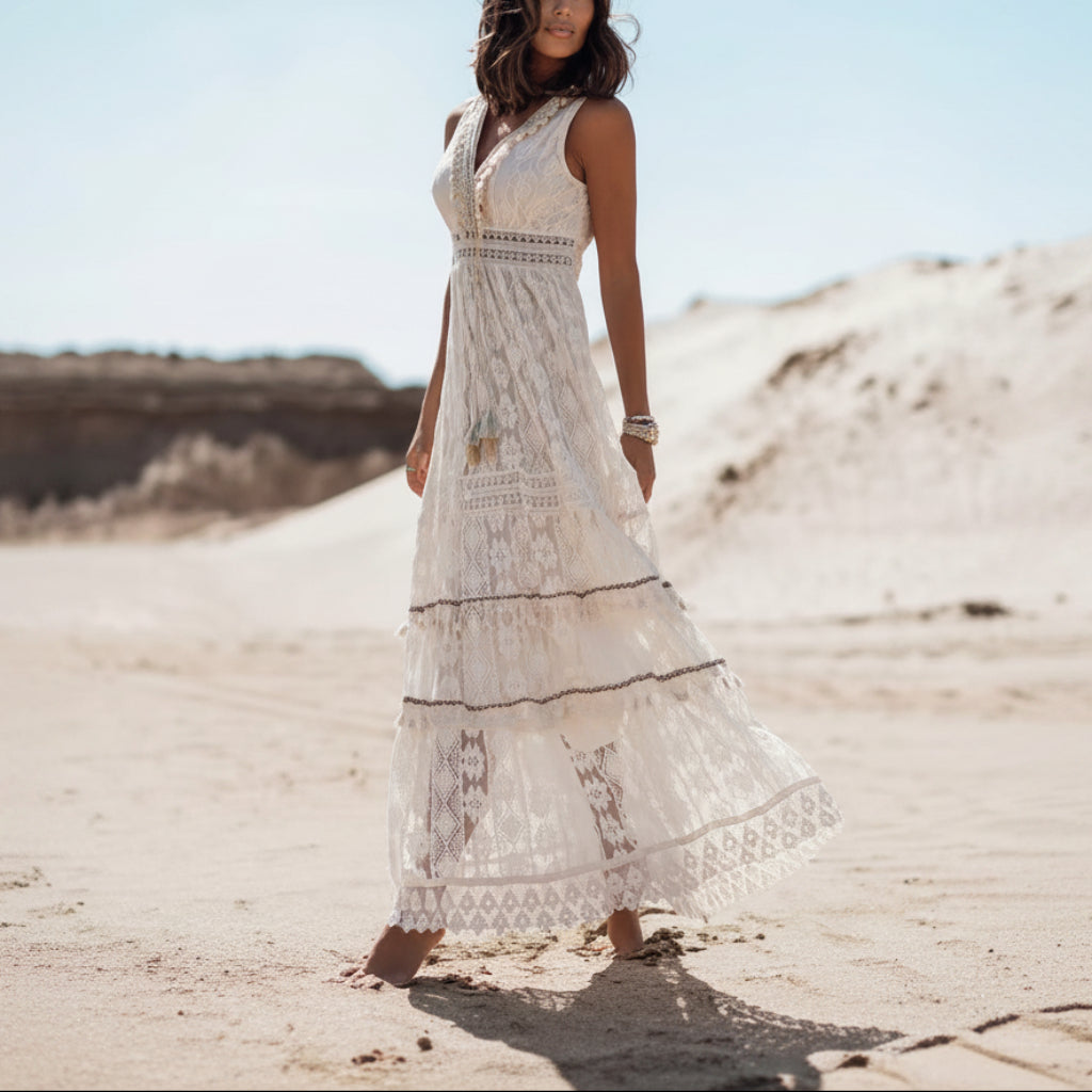 Lace Panel Waist Cut Out Dress