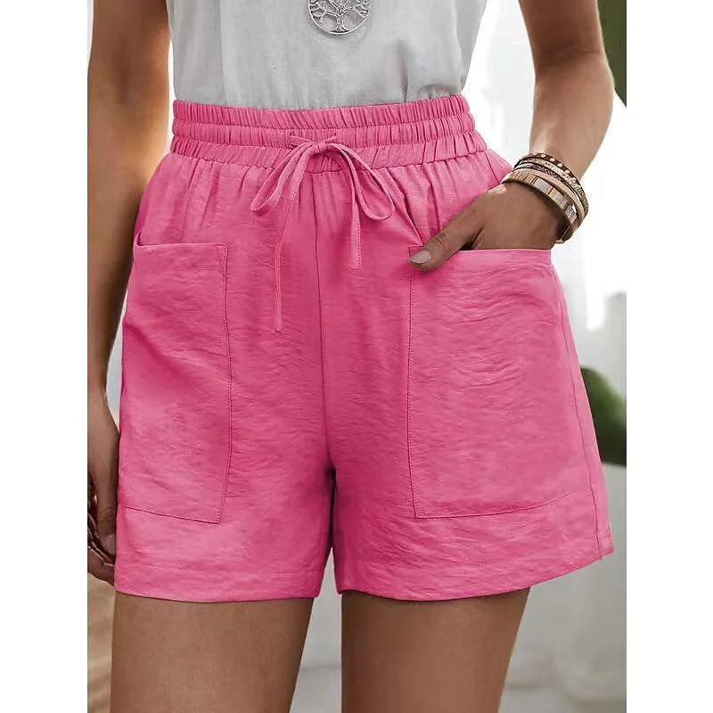 Korte dames broek Met Hoge Taille En Elastiek - Herta