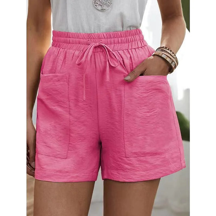 Korte dames broek Met Hoge Taille En Elastiek - Herta