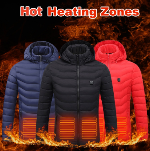 Verwarmde winterjas met capuchon, tot 9 zones en 3 standen
