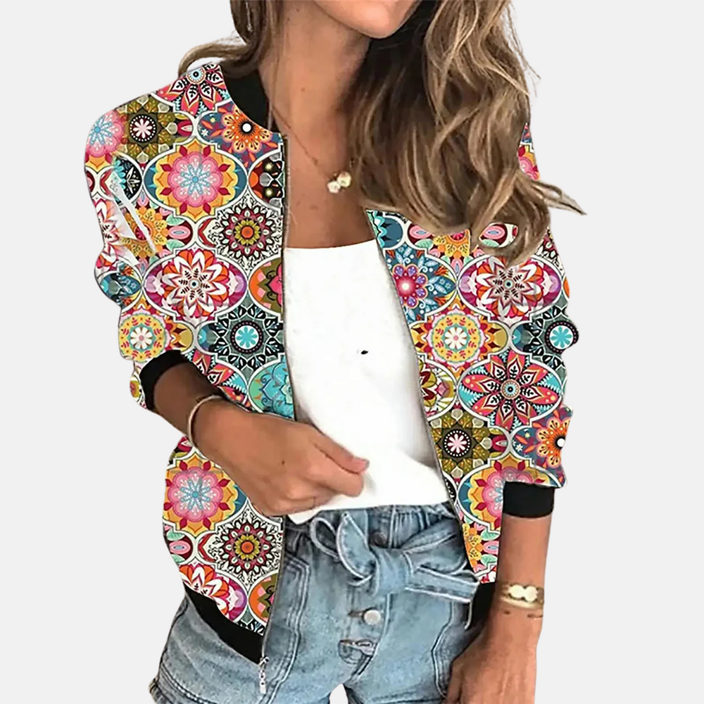 
                  
                    Roxanne - Retro Bomberjack voor Dames met Print - SkinzLine
                  
                