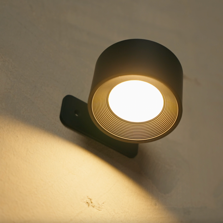 Snoerloze LED-wandlamp met 360° draaibare kop, aanraakdimmer, 3 lichtkleuren en USB-C-accu