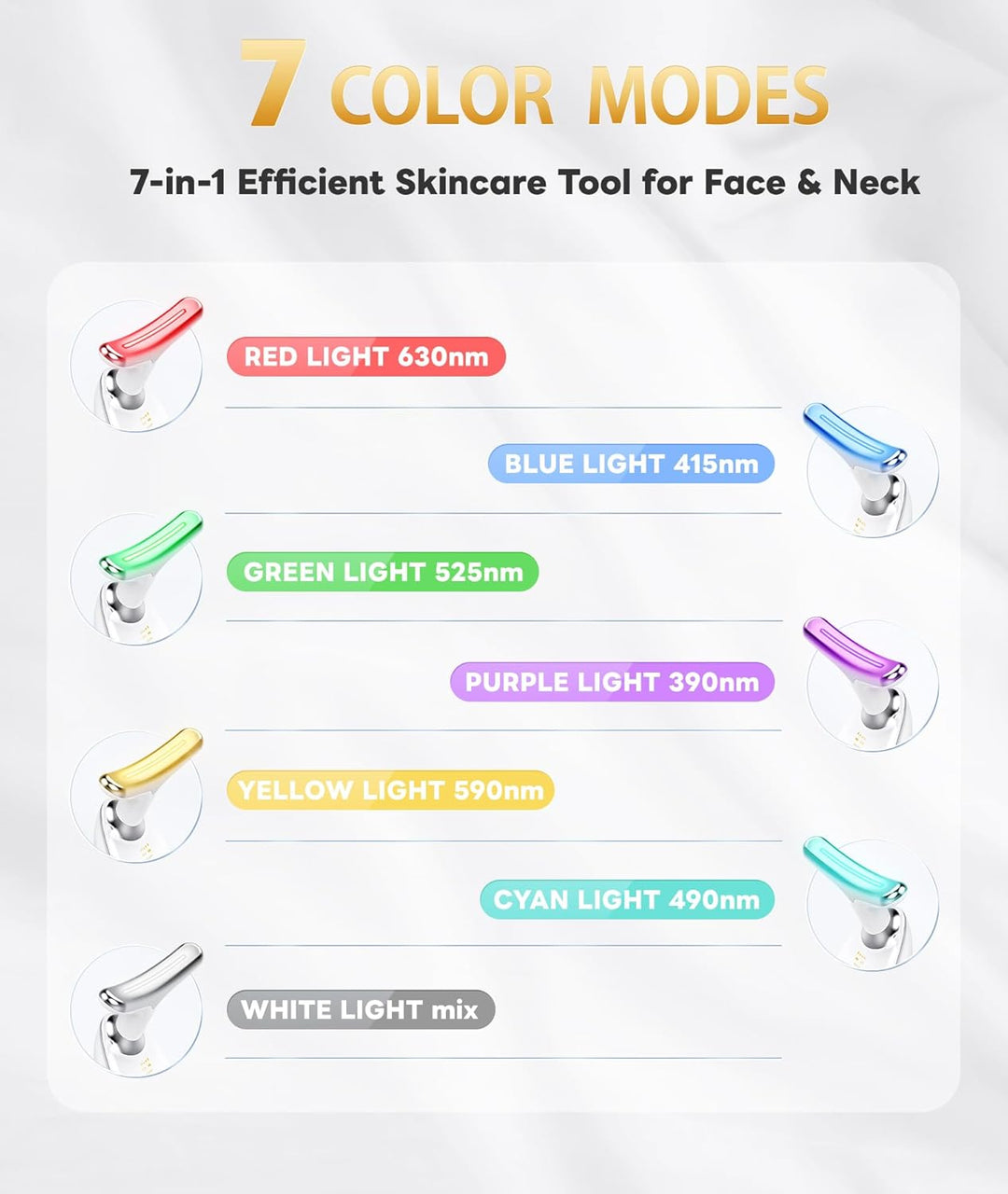 RadiantGlow gezichtsmassageapparaat met 7 kleuren