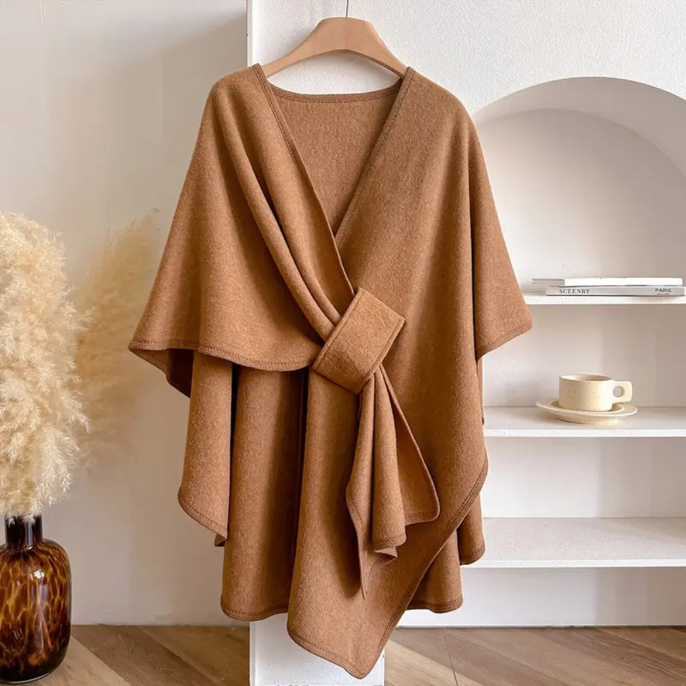 Luxe windbestendige Sjaal Jas met Elegante Drape