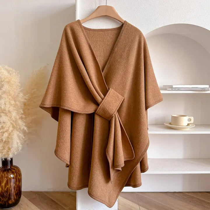 Luxe windbestendige Sjaal Jas met Elegante Drape