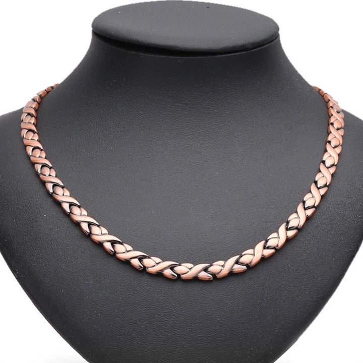 Unisex Red Copper Braided Necklace