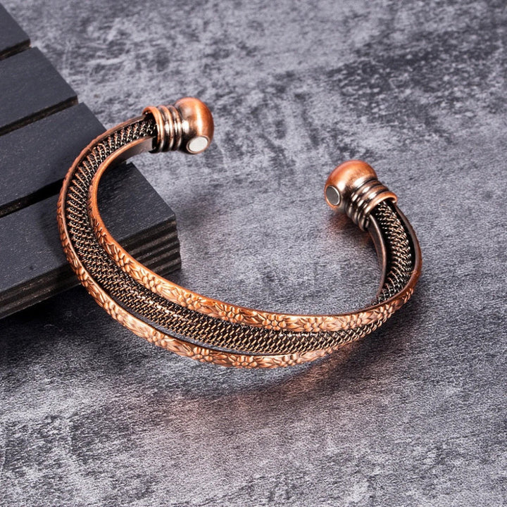 Retro Red Copper Fashionable All-Match Hollow Open Womens Bracelet
