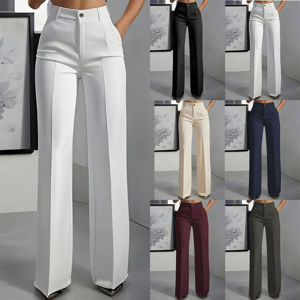High-waisted Draping Straight-leg Minimalist Suit Trousers