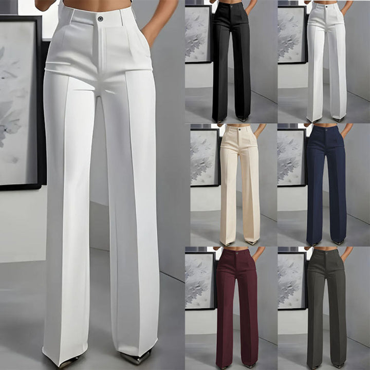 High-waisted Draping Straight-leg Minimalist Suit Trousers