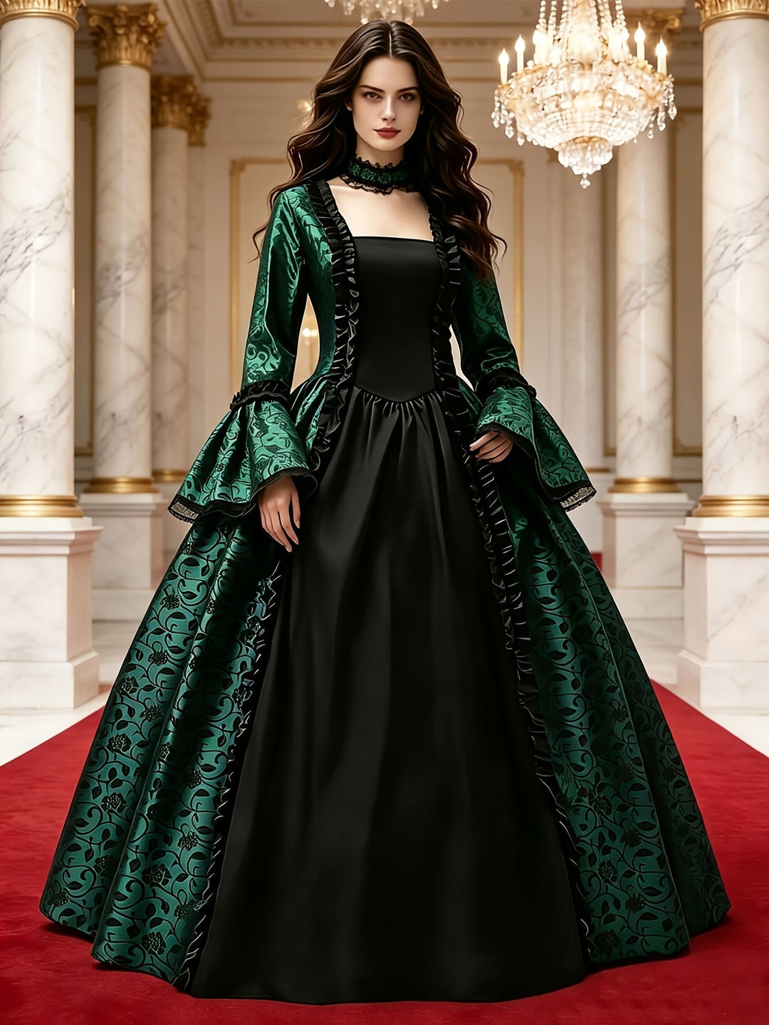 Gothic vampierjurk voor dames met wijd uitlopende mouwen, Halloweenkostuum