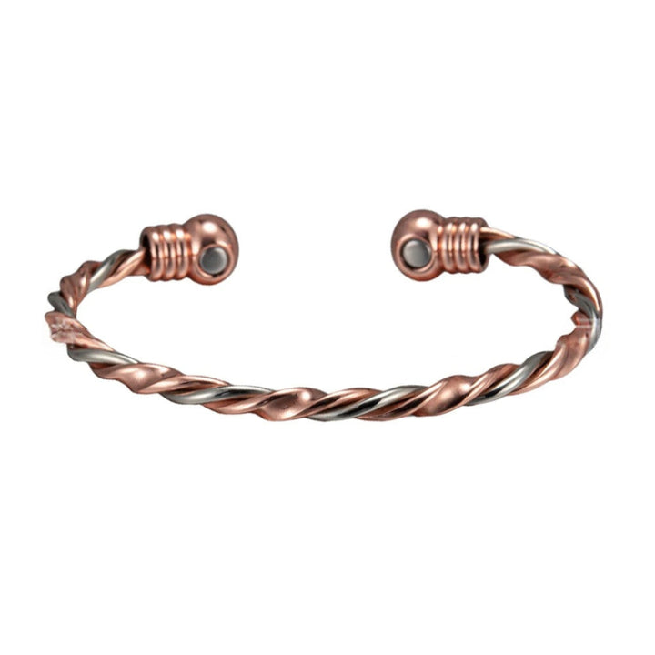 Magnetic Therapy Bracelet With A Red Copper-colored Twisted Rope Design