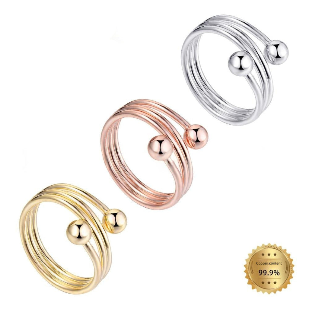 Red Copper Multi-layer Cross-round Bead Ring