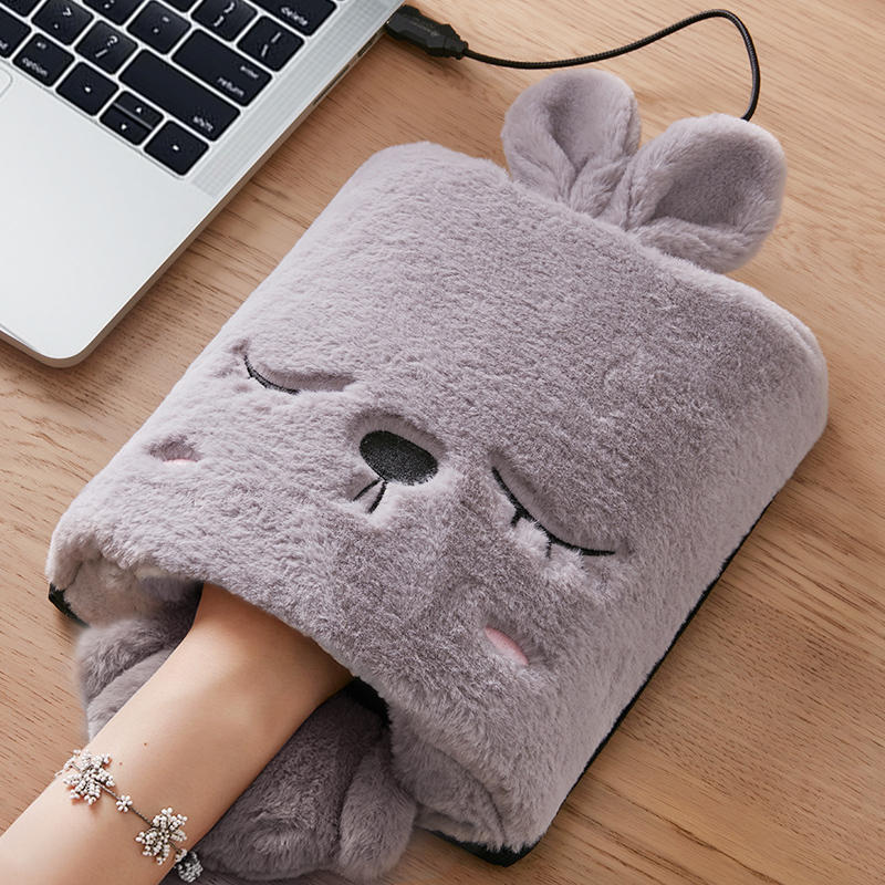 Verwarmde muismat met handwarmer van zachte fleece