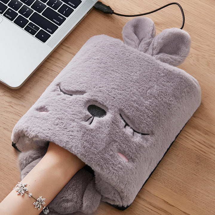 Verwarmde muismat met handwarmer van zachte fleece