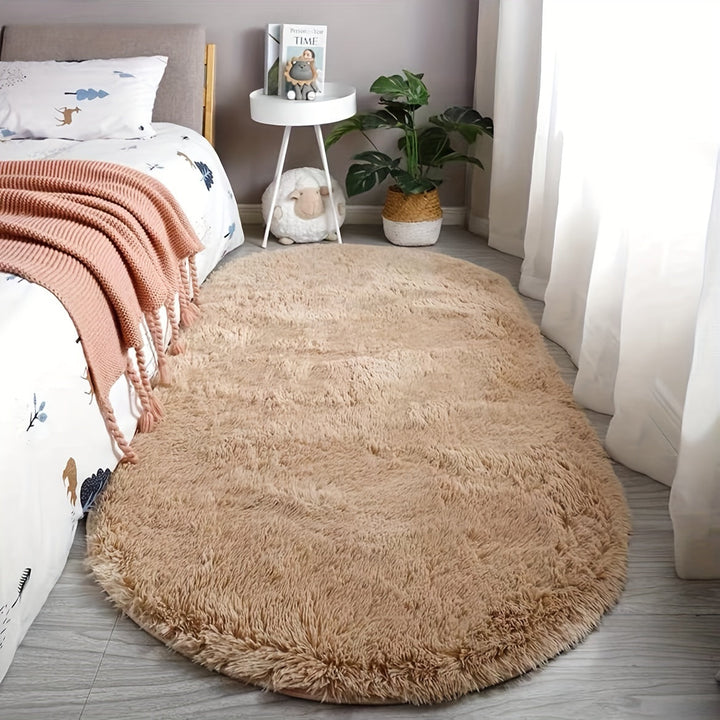 Ovale Pluche Vloerkleed – Zacht Tapijt en Stijl voor Slaapkamer- en Woonkamerdecoratie