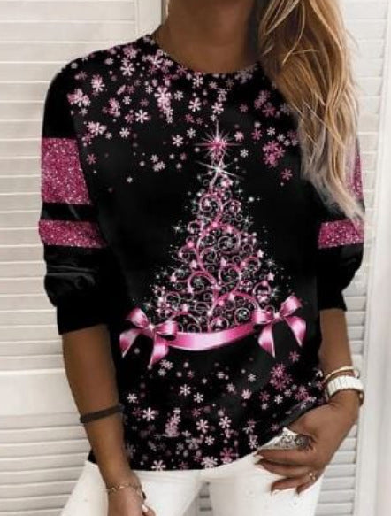 Kerstsweater met 3D-print voor dames – kerstboom of sneeuwvlok