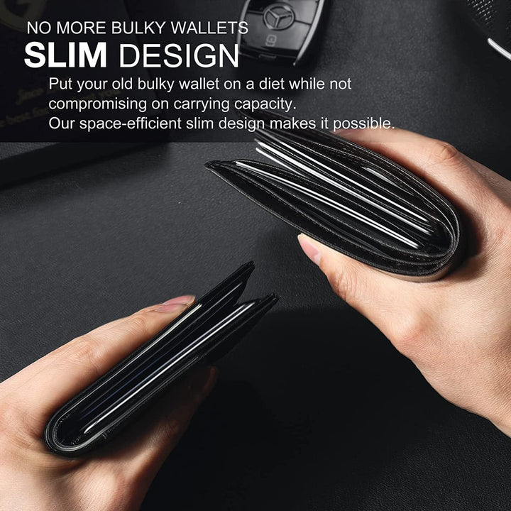 Slim RFID-portemonnee voor heren | Leren kaarthouder | Zwart