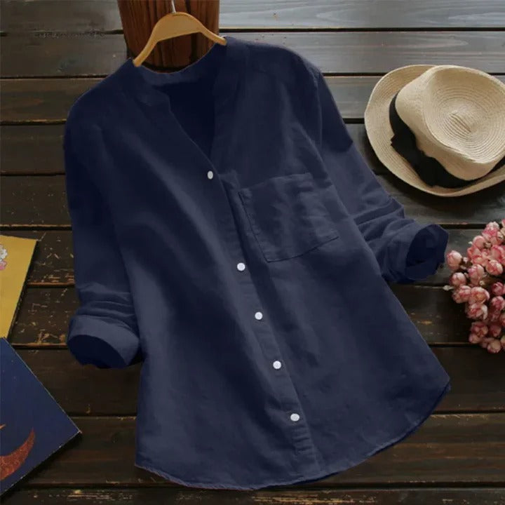 linnenmix shirt voor dames - Roosje