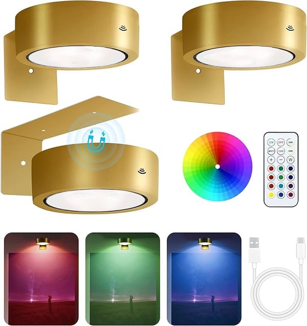 Verstelbare magnetische schilderijlamp | LED-touch & afstandsbediening, RGB/wit, USB