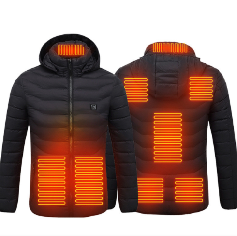 Verwarmde winterjas met capuchon, tot 9 zones en 3 standen