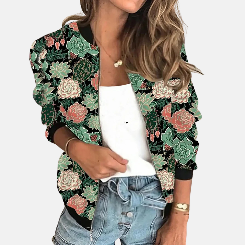 
                  
                    Roxanne - Retro Bomberjack voor Dames met Print - SkinzLine
                  
                