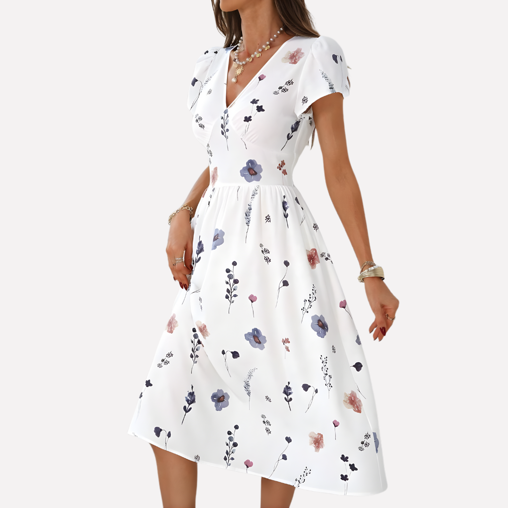 anytime midi jurk met V-hals khaki anytime midi jurk met V-hals khaki