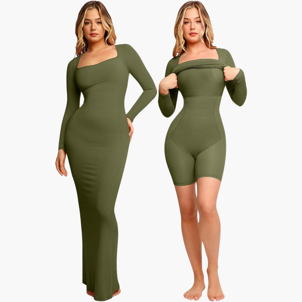 
                  
                    2-in-1 Long Sleeve Shapewear Jurk met Ingebouwd Korset
                  
                