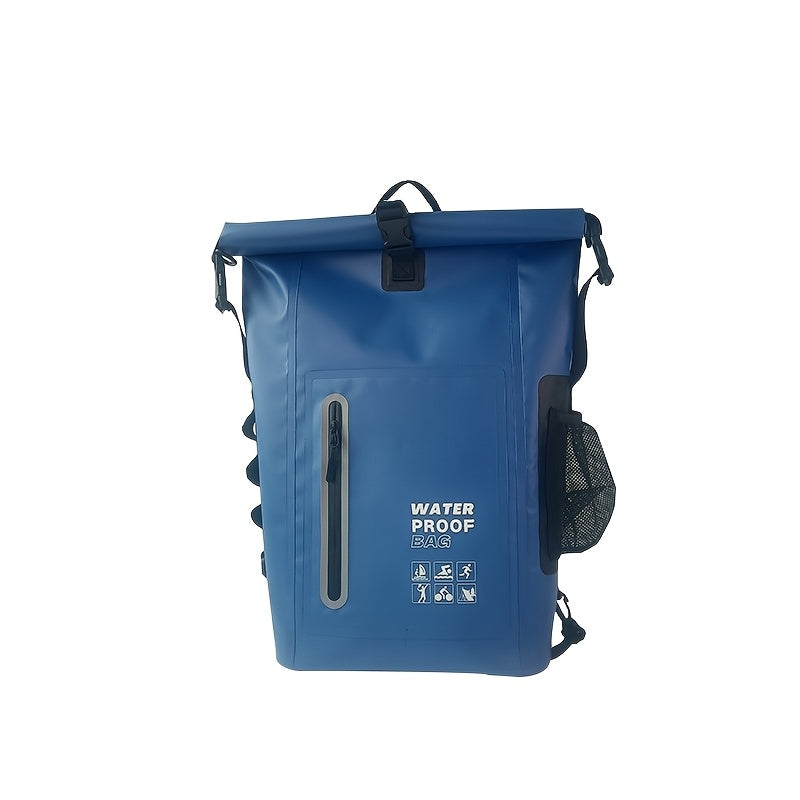Waterdichte Rugzak van 25L met Roll-Top Sluiting, Meerdere Vakken, Stevige Gespsluiting en Zijzak van Netstof