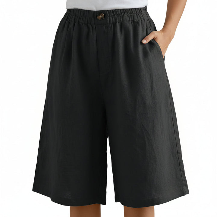 Women's Cotton And Linen Cropped Loose High Waist Shorts