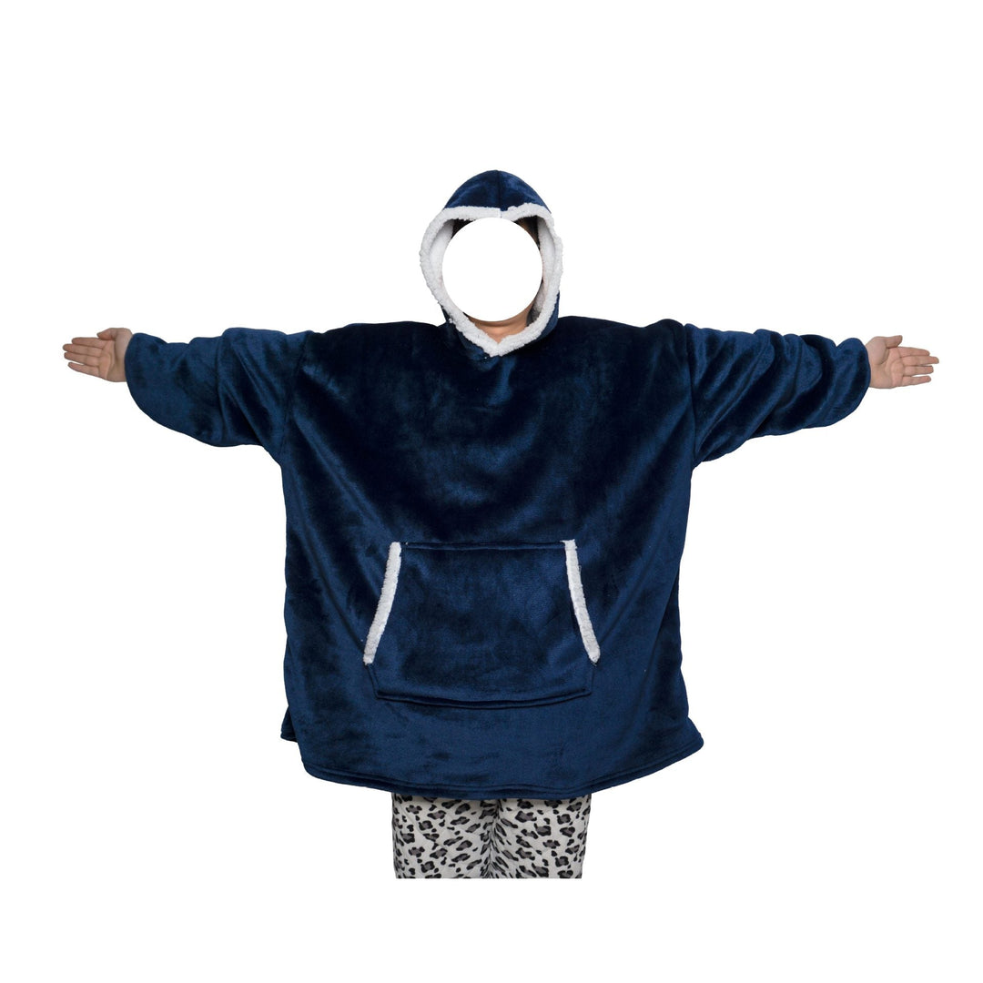 Deken hoodie van flanel met capuchon en zak – one size