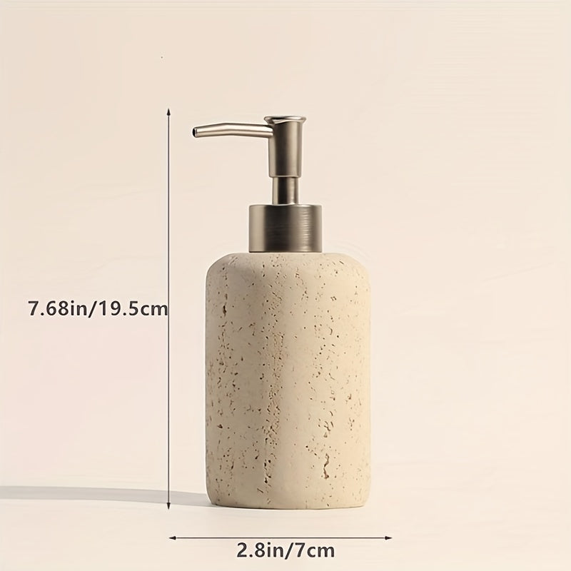 Zeepdispenser in Marmerlook – Luxe Resine Dispenser met Roestvrijstalen Pomp voor Badkamer of Keuken