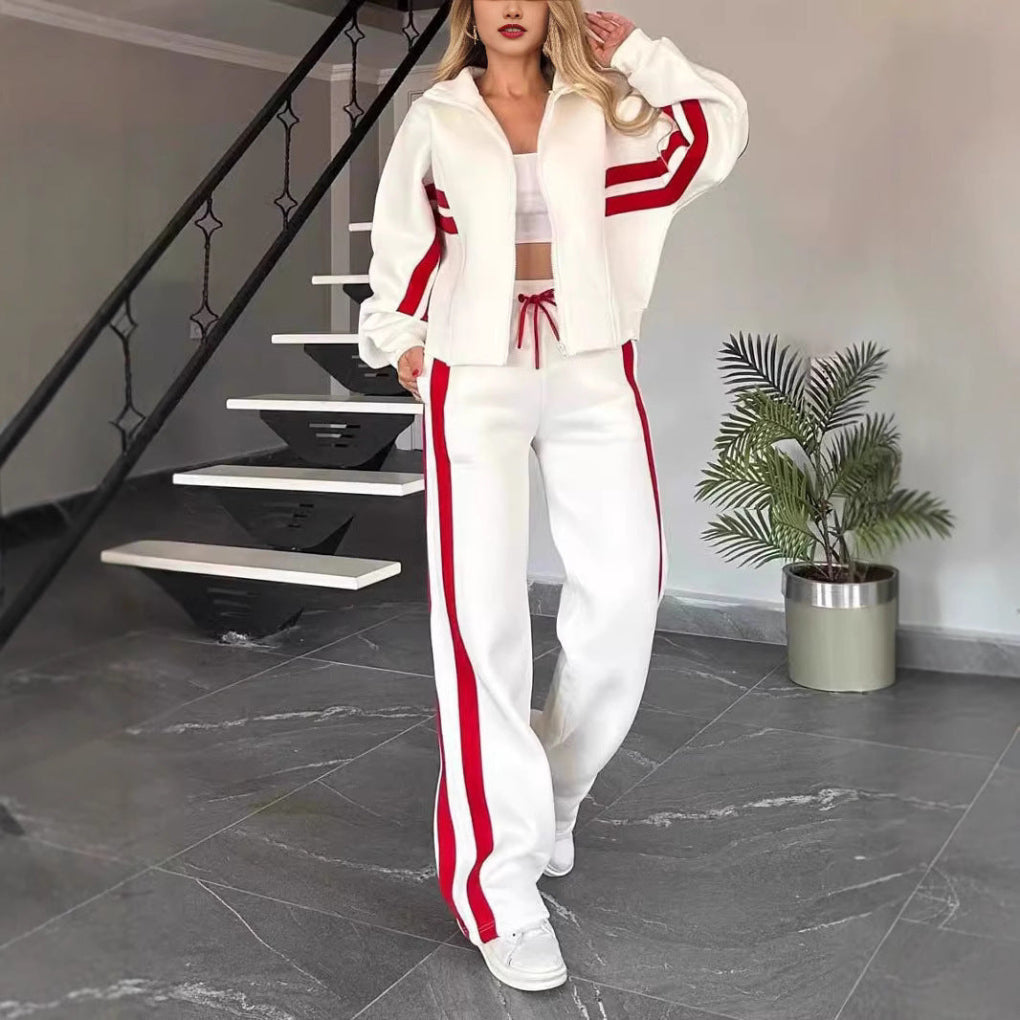 Fashion Two-piece Women's White Sports Suit Loose Sports Shirt Casual Pants Sets Sportswear Women Clothes Tracksuit Women Outfits