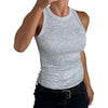 Nauwsluitende, geribbelde tanktop met hoge hals voor dames