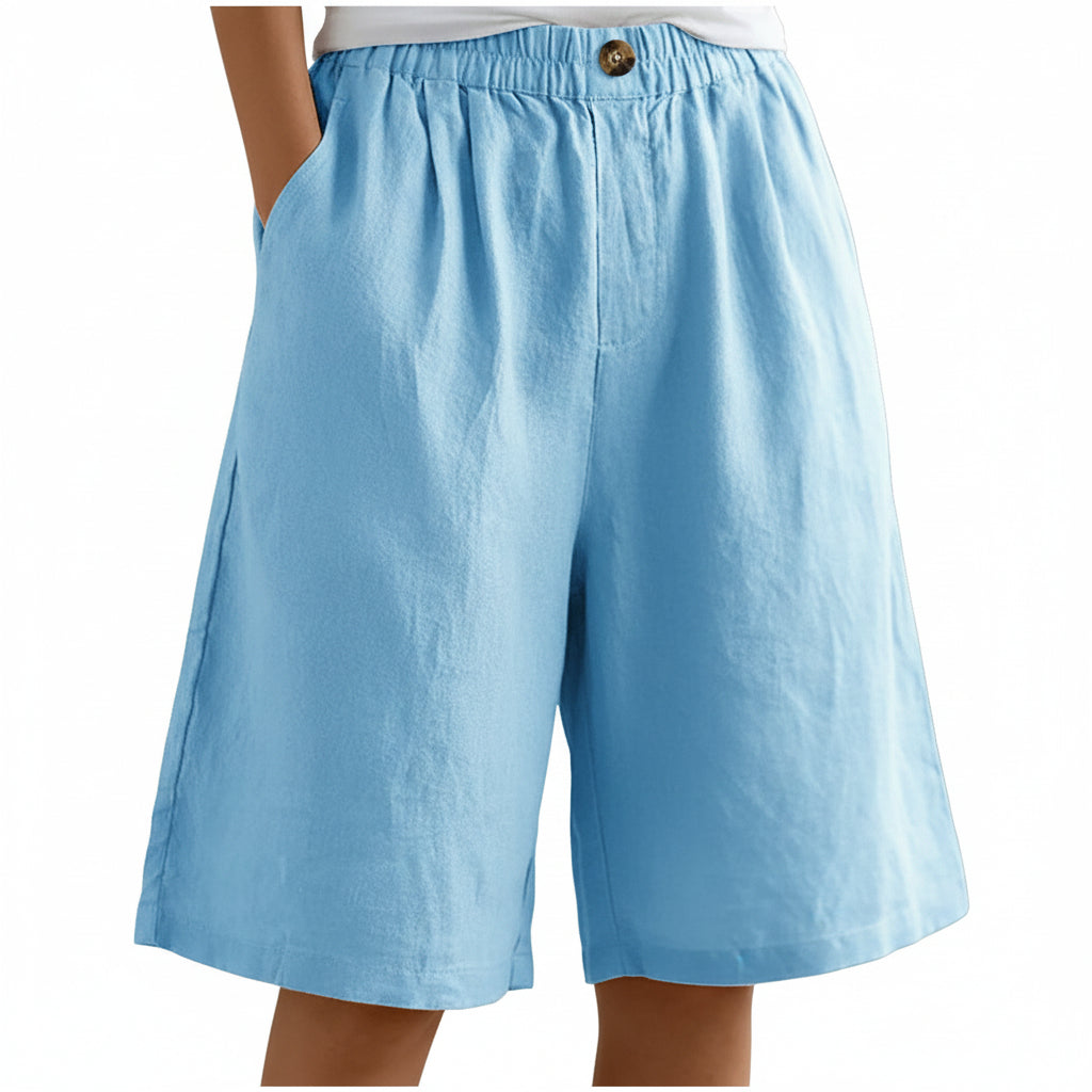 Women's Cotton And Linen Cropped Loose High Waist Shorts