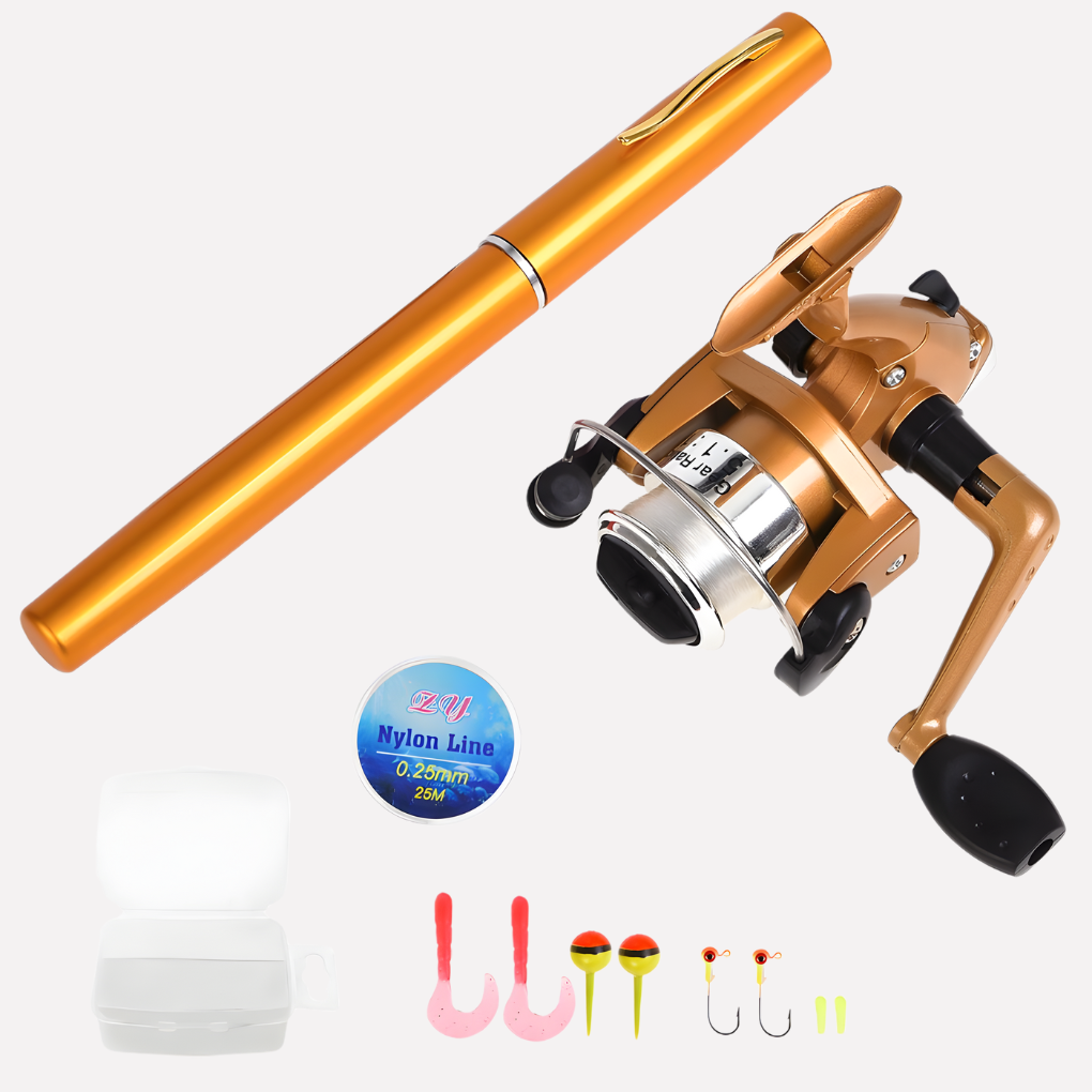 Mini Visshengel + Rol, Portabele Mini Telescopische Pocket Pen