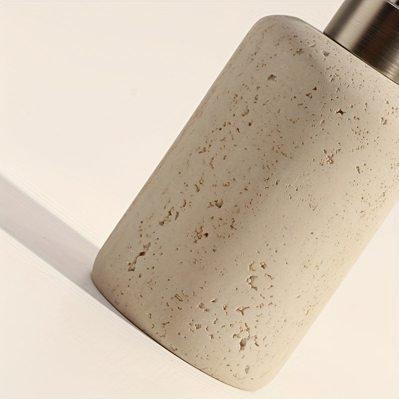 Zeepdispenser in Marmerlook – Luxe Resine Dispenser met Roestvrijstalen Pomp voor Badkamer of Keuken