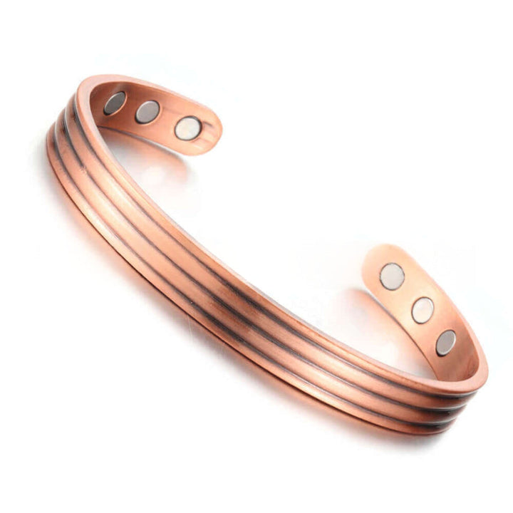 Magnetic Retro And Stylish Open Design Red Copper Bracelet