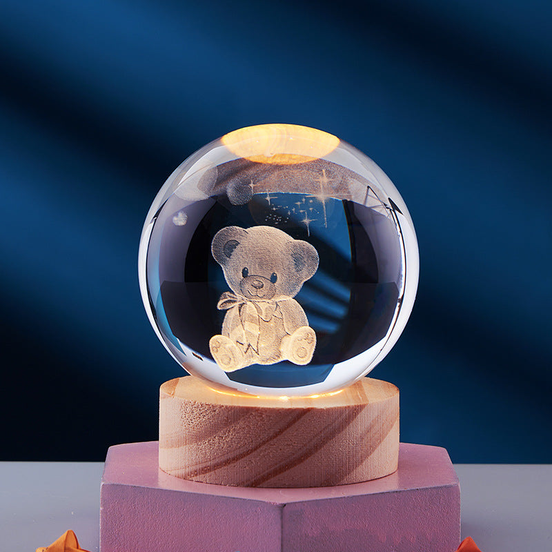 Kristallen bol met 3D-gravure, los of met lichtvoet