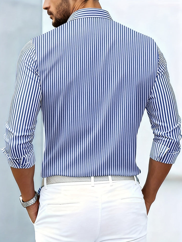 Vintage gestreept herenoverhemd met lange mouwen en used look