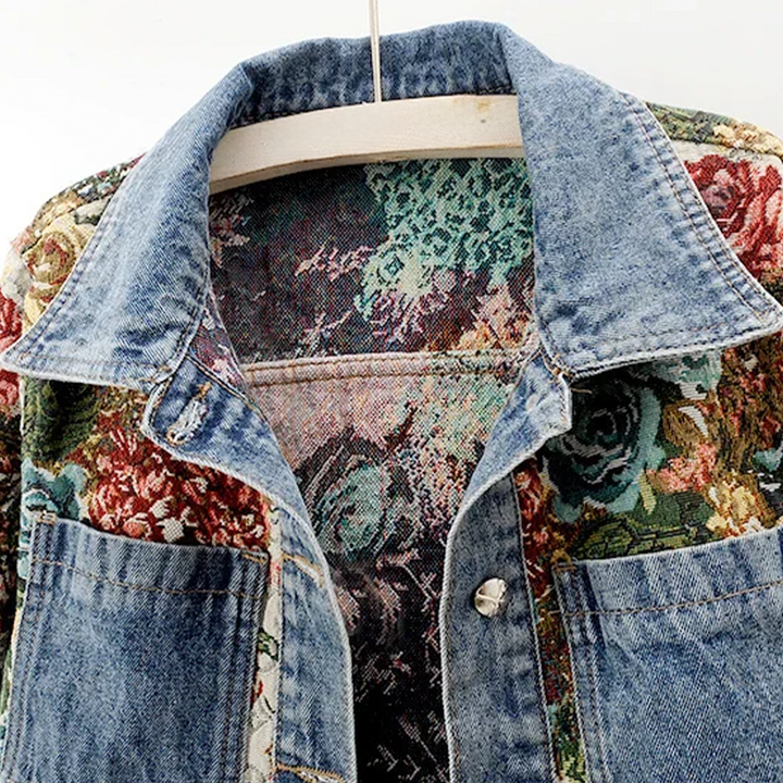Denim jasje met bloemenprint voor dames