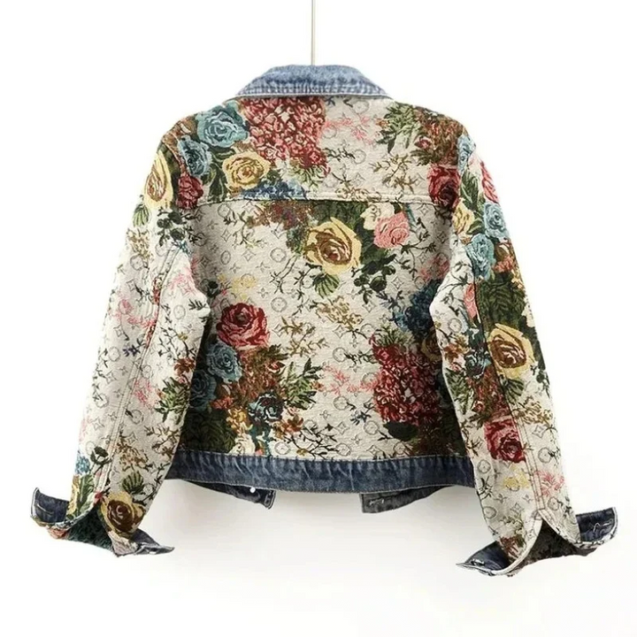 Denim jasje met bloemenprint voor dames