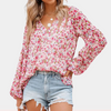 Chiffon Bloemenprint Blouse met V-hals – Elegantie en Comfort Gecombineerd
