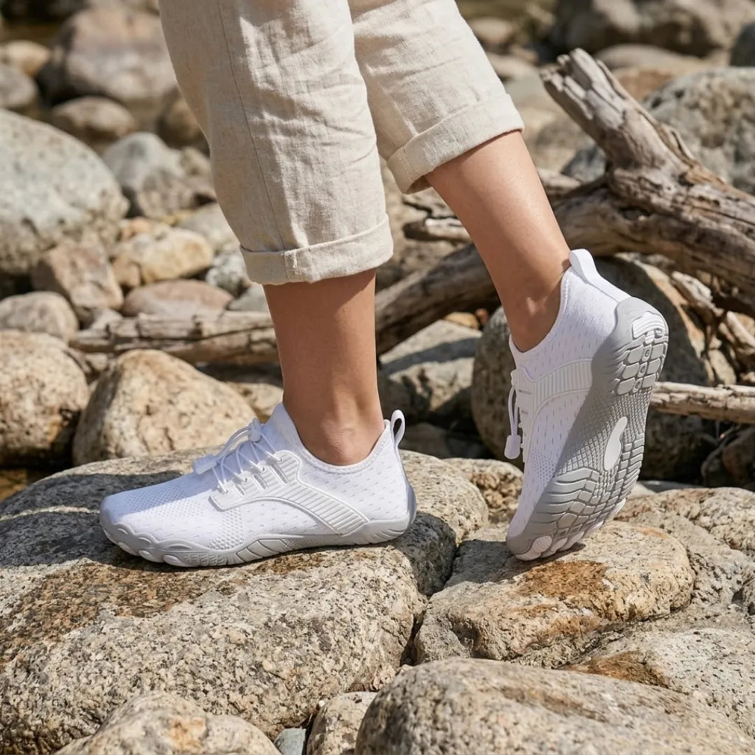 Barefoot sneaker voor dames met brede neus en flexibele zool