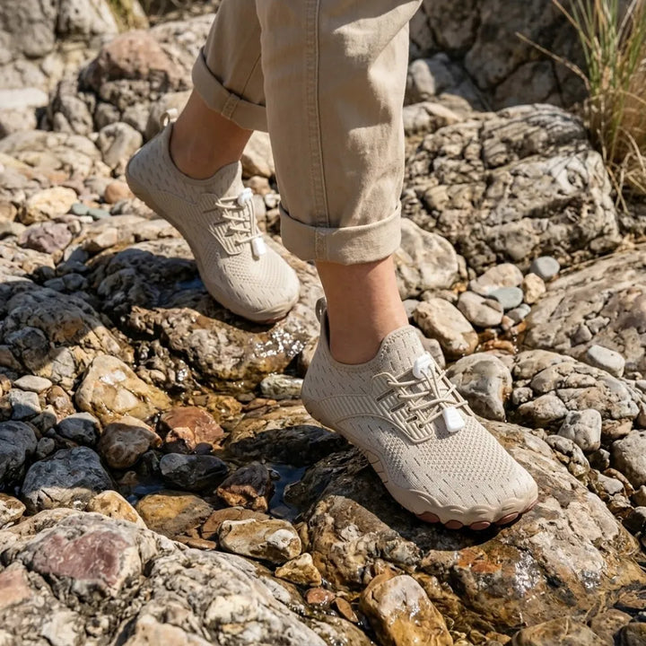Barefoot sneaker voor dames met brede neus en flexibele zool