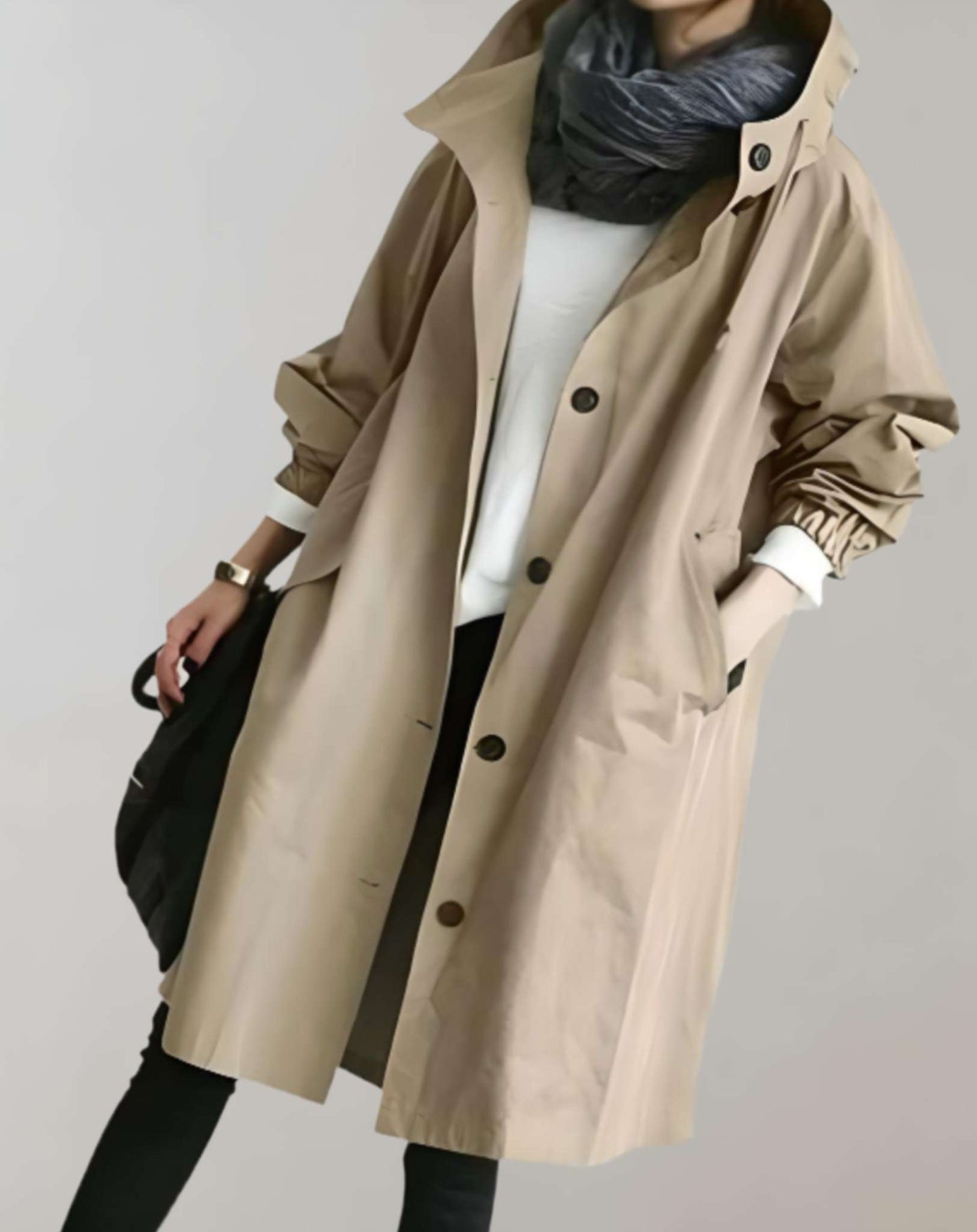 Selene - Waterdichte en Warme Trenchcoat met Capuchon - SkinzLine