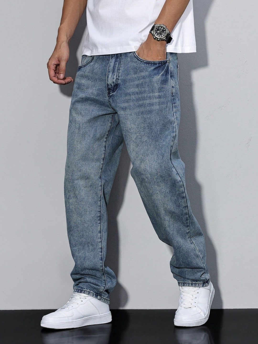 Baggy jeans - wijde denimbroek met gewassen look
