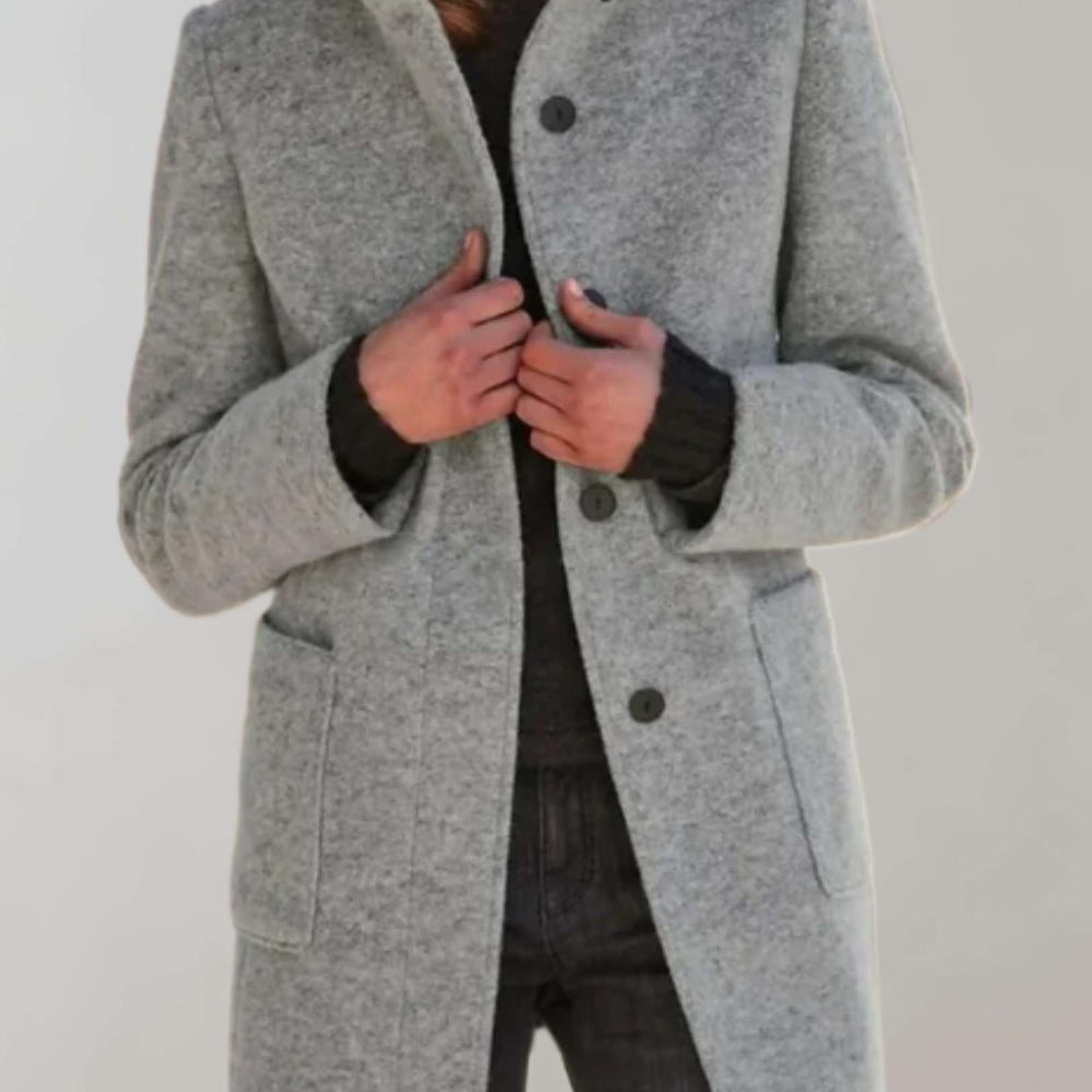 Serena - Halflange Wollen Jas met Hoge Hals voor Elegante Stijl - SkinzLine