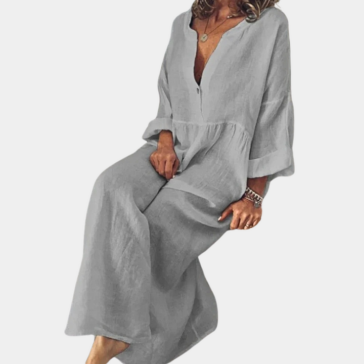 Bijou - Casual maar elegante monochrome damesjurk voor een elegante alledaagse look — afbeelding 3
