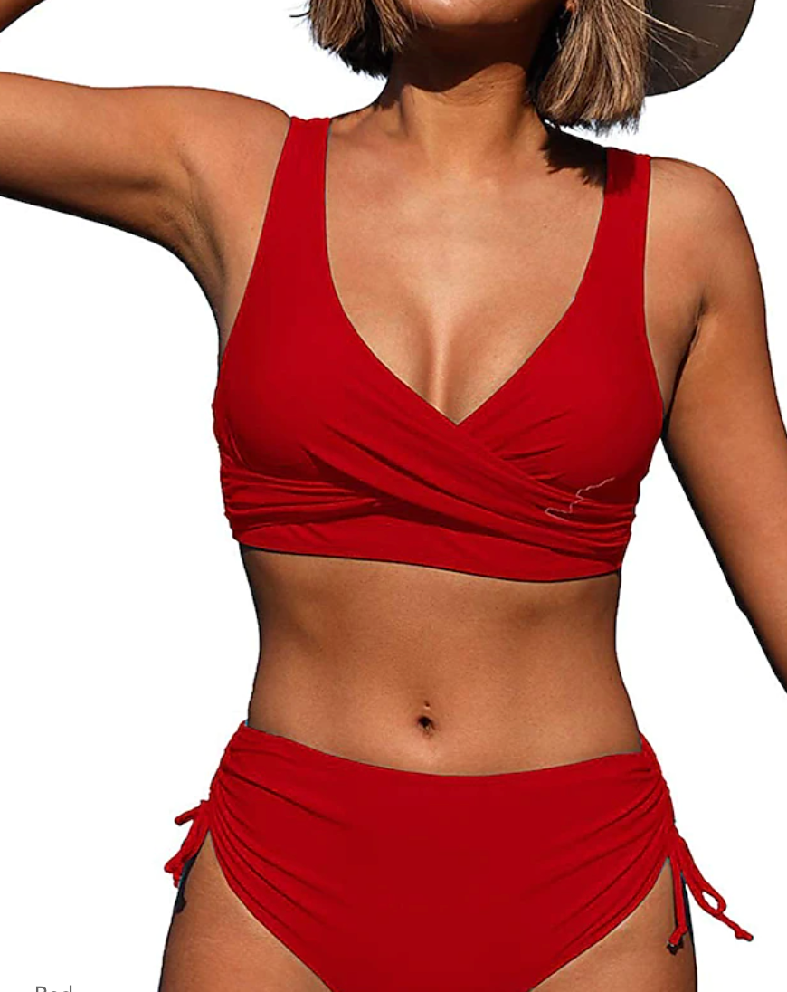Elegante bikini high waist dames rood