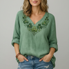 Blouse met V-hals en Borduursel